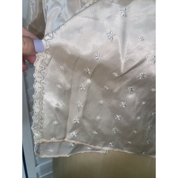 Vintage 30s 40s Pink SILK Satin Bed JACKET Robe Short Embroidered Lingerie O/S - Picture 8 of 8